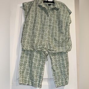 Talbots Green Patterned Jumpsuit